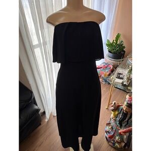 Rebecca B. Womens Strapless Popover Ruffle‎ Wide Leg Jumpsuit Black Size 6